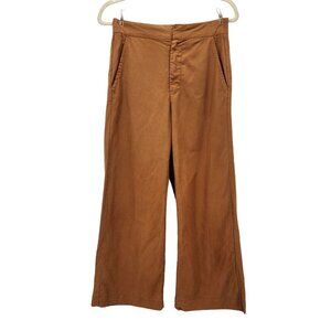 LACAUSA Cotton Tencel Tan High Rise Wide Leg Crop Pants Womens 4